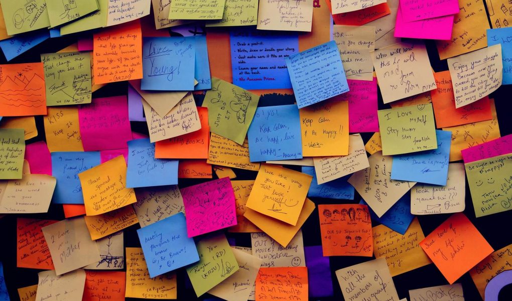 board filled with post it notes