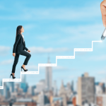 career goals a woman on stairs walking up