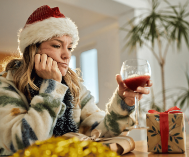 woman drinking alone