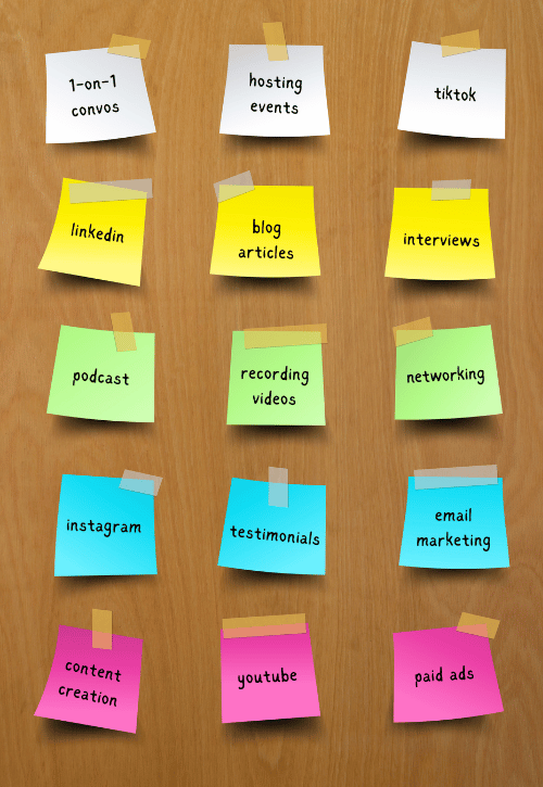 board with colorful sticky notes