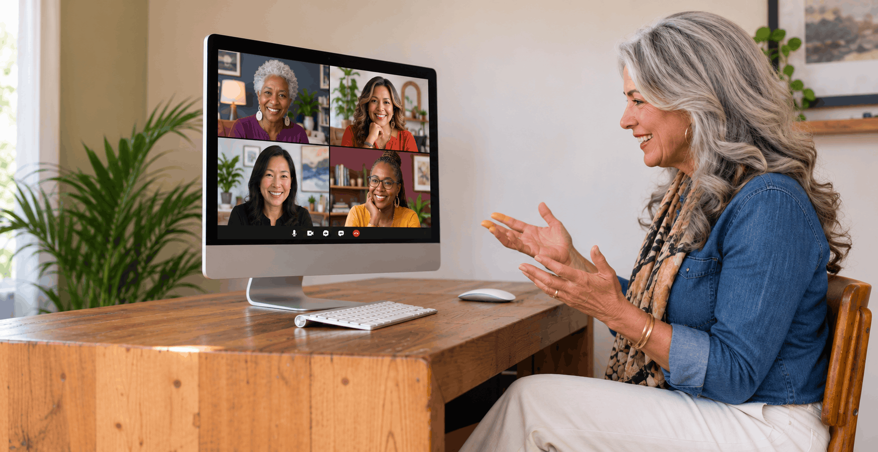 women on a video call